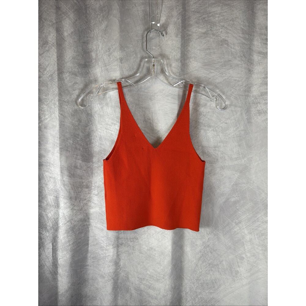 Open Edit Womens Orange V Neck Sleeveless Cropped Tank Top Size M NEW - Picture 5 of 6